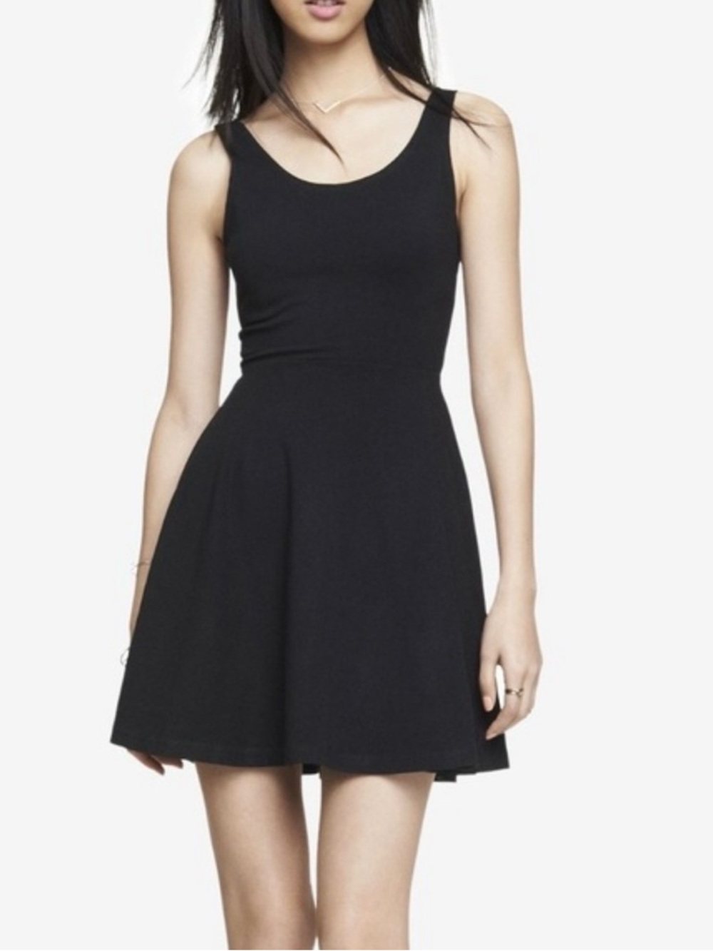 Express Black Scoop Neck Fit & Flare Mini Dress